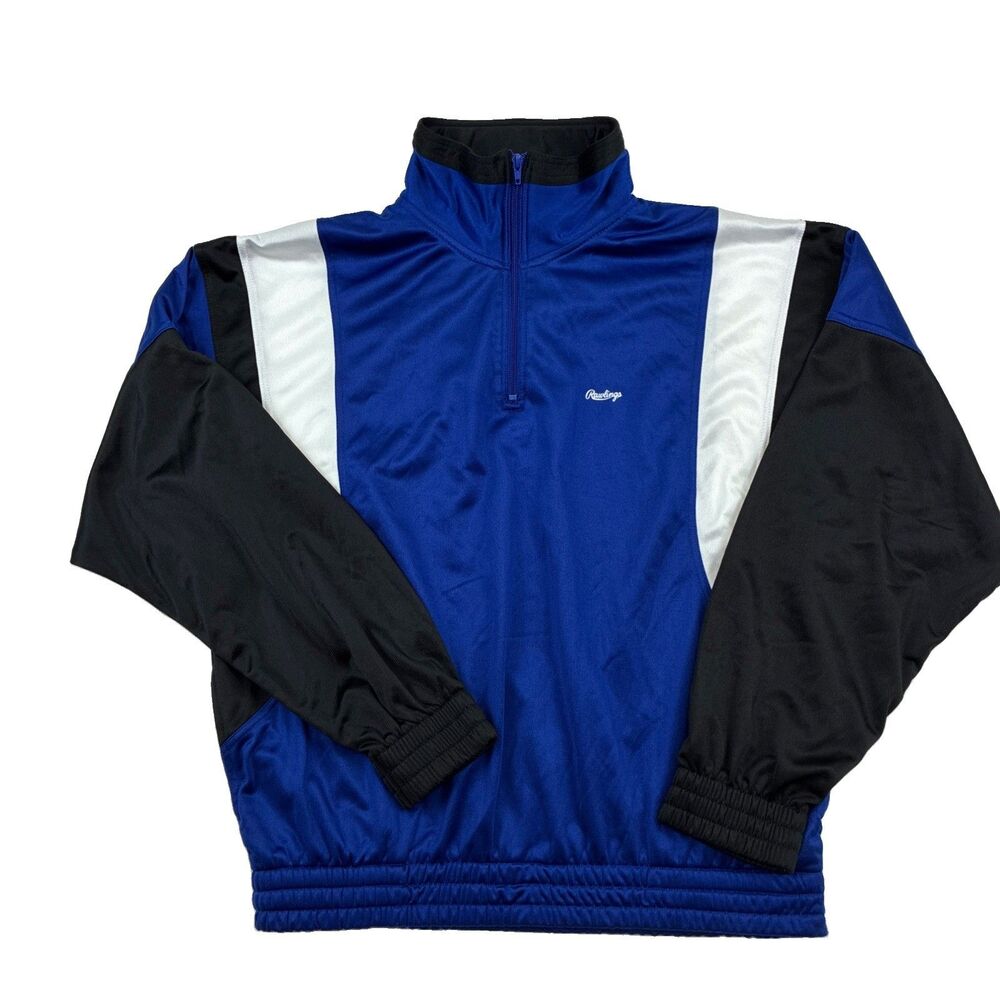 Vintage Rawlings Vertical Stripe 3/4 Zip Sweater Large
